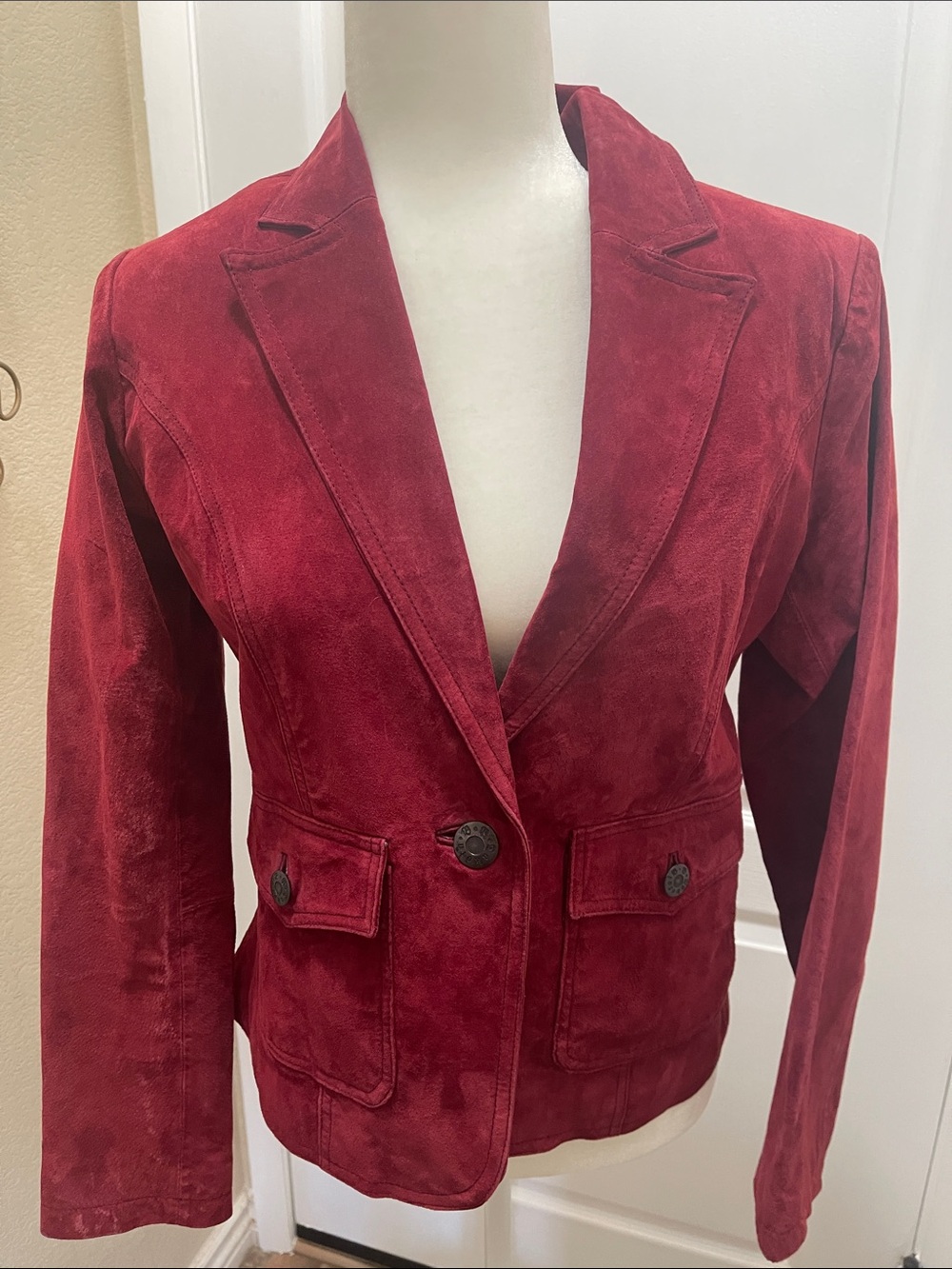 BB Dakota Burgundy Suede Single-Button Blazer